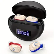 SUWU Hearing Aids, Digital Rechargeable Hearing Aids for Seniors with Noise Cancelling, Hearing Assist Device for Hearing Loss, Mini CIC In Ear Hearing Amplifiers with Display Charging Case