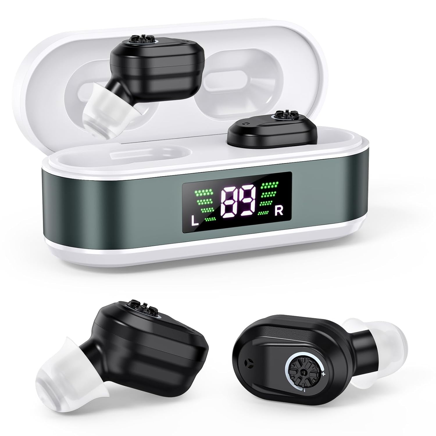 SUWU Hearing Aids for Seniors with digital Displays,Wireless Hearing Aids with Adjustable Volume,Invisible Hearing Amplifier with Noise Reduction with Large Capacity Battery Charging Case