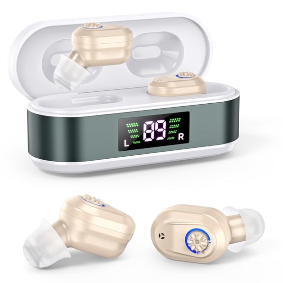 SUWU Hearing Aids for Seniors with digital Displays,Wireless Hearing Aids with Adjustable Volume,Invisible Hearing Amplifier with Noise Reduction with Large Capacity Battery Charging Case