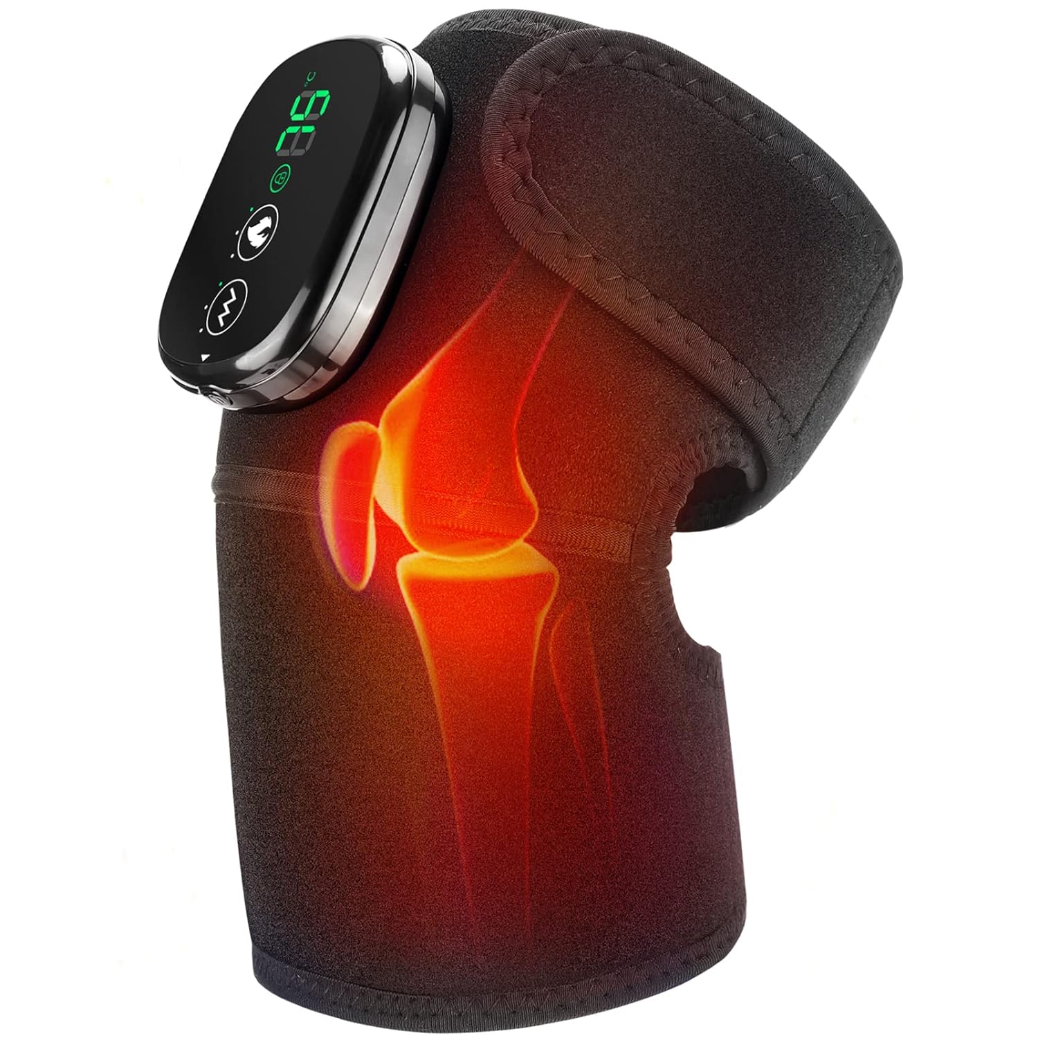 SUWU Heated Knee Massager Shoulder Heating Pads Elbow Brace 3 in 1 with Vibration, Cordless Rechargeable Heating Knee Warmers Wrap for Shoulder Elbow Knee Stress Relief 1 Packs