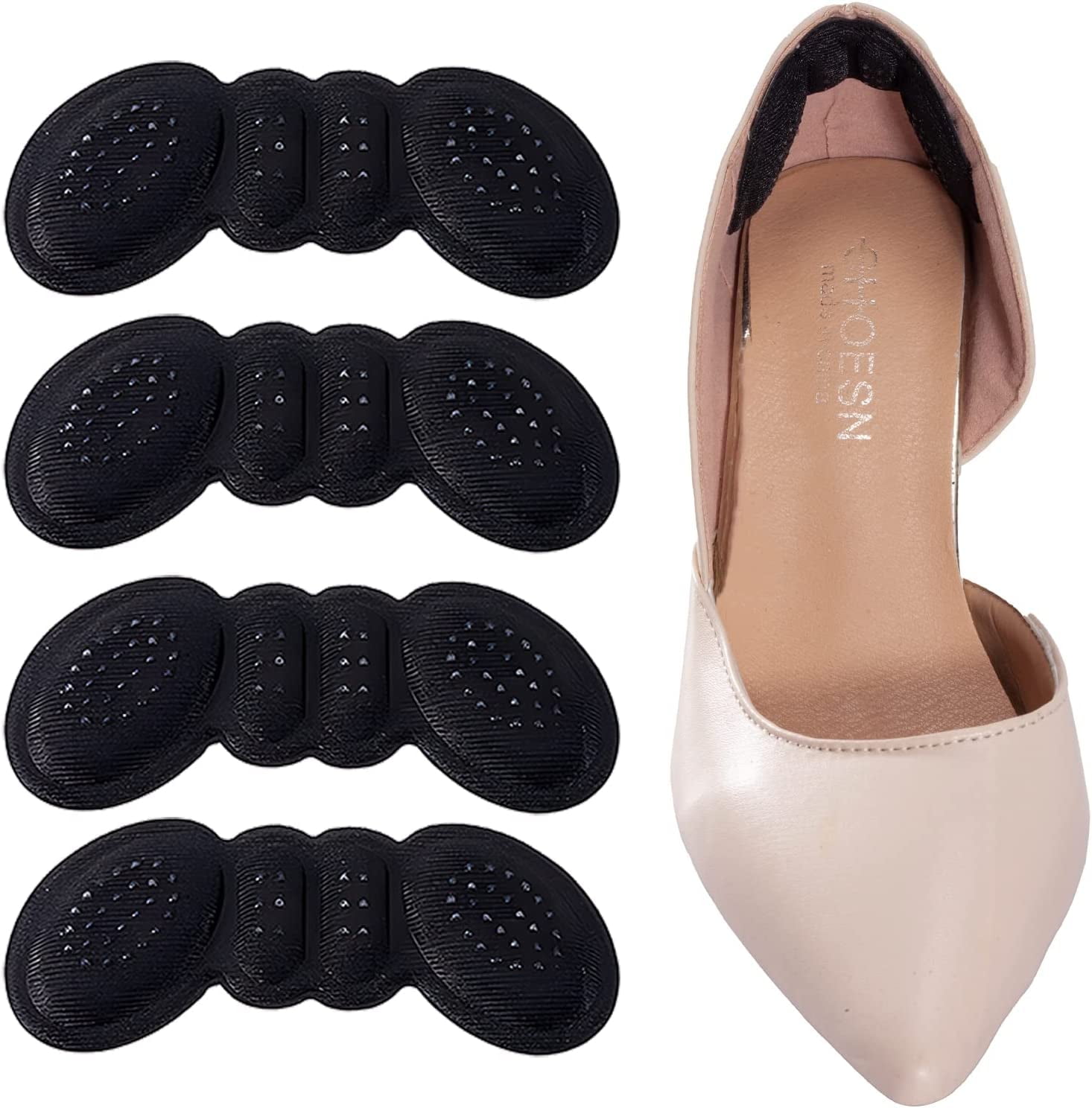 4 Paires De Coussinets Protecteurs Pour Talons — Auto-adhésifs, évitent Ampoules Et Frottements — Chair, Rose, Noir