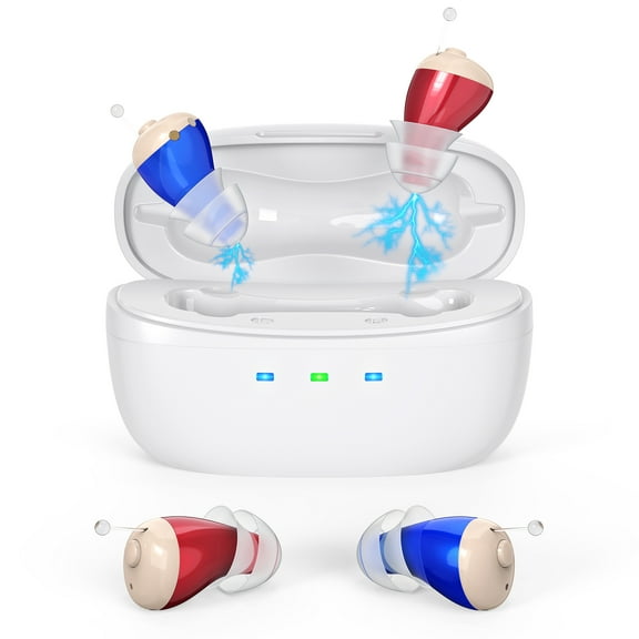 SUWU In-the-Ear Hearing Aids for Seniors, Digital 16 Channels Rechargeable Hearing Amplifier,Blue&Red