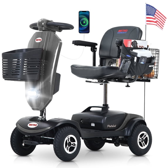 SUWU Mobility 4 Wheel Powered Mobility Scooters for Seniors - 300 lbs Capacity Electric Scooter with Seat for Adults, Travel - Long Range Power Extended Battery & USB Charging Port