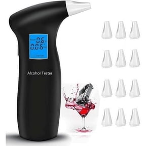 SUWU Professional Breathalyzer with LCD Screen and Semiconductor Sensors - Accurate Alcohol Tester with 12 Mouthpieces for Personal and Professional Use, Ideal for Police and Alcohol Testing.
