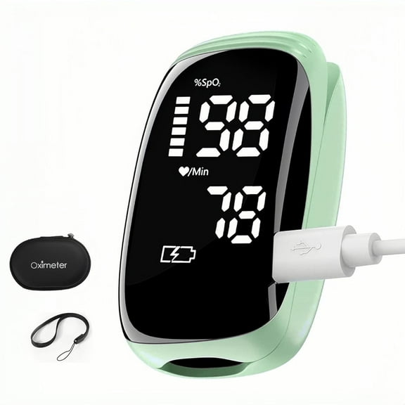 SUWU Rechargeable Pulse Oximeter Fingertip Oxygen Monitor Fingertip with SpO2 Pulse Rate and PI RR OLED Precision Fast Oximeter SpO2 Reading Outdoor Sports Home (Green)