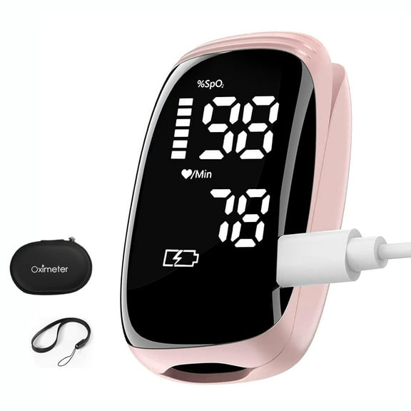 SUWU Rechargeable Pulse Oximeter Fingertip Oxygen Monitoring Fingertips with SpO2 Pulse Rate and PI RR OLED Precision Rapid Oximeter SpO2 Readings Outdoor Sports Home (Pink)