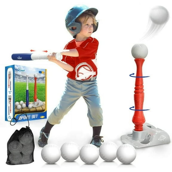 SUWU T Ball Sets for Kids 3-5, 5-8, Tee Ball Set for Toddlers, Baseball Outdoor Toy Includes 6 Large Balls, Adjustable Teeball Batting Tee, Tball Games for Boys & Girls, Kids Ages 3-12 Years