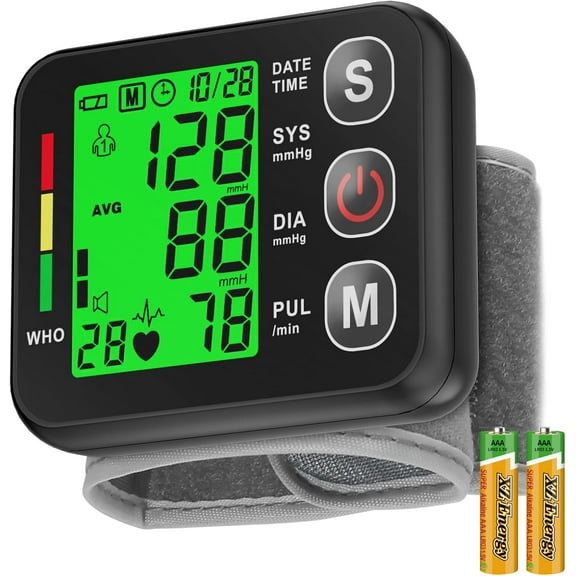 SUWU Wrist Blood Pressure Monitor -Bp Monitor, Automatic Blood Pressure Cuff 13.5-19.5 cm, High Accuracy, Backlit LCD Screen - 2 * 99 Sets of Memory for Home/Travel/Office Use