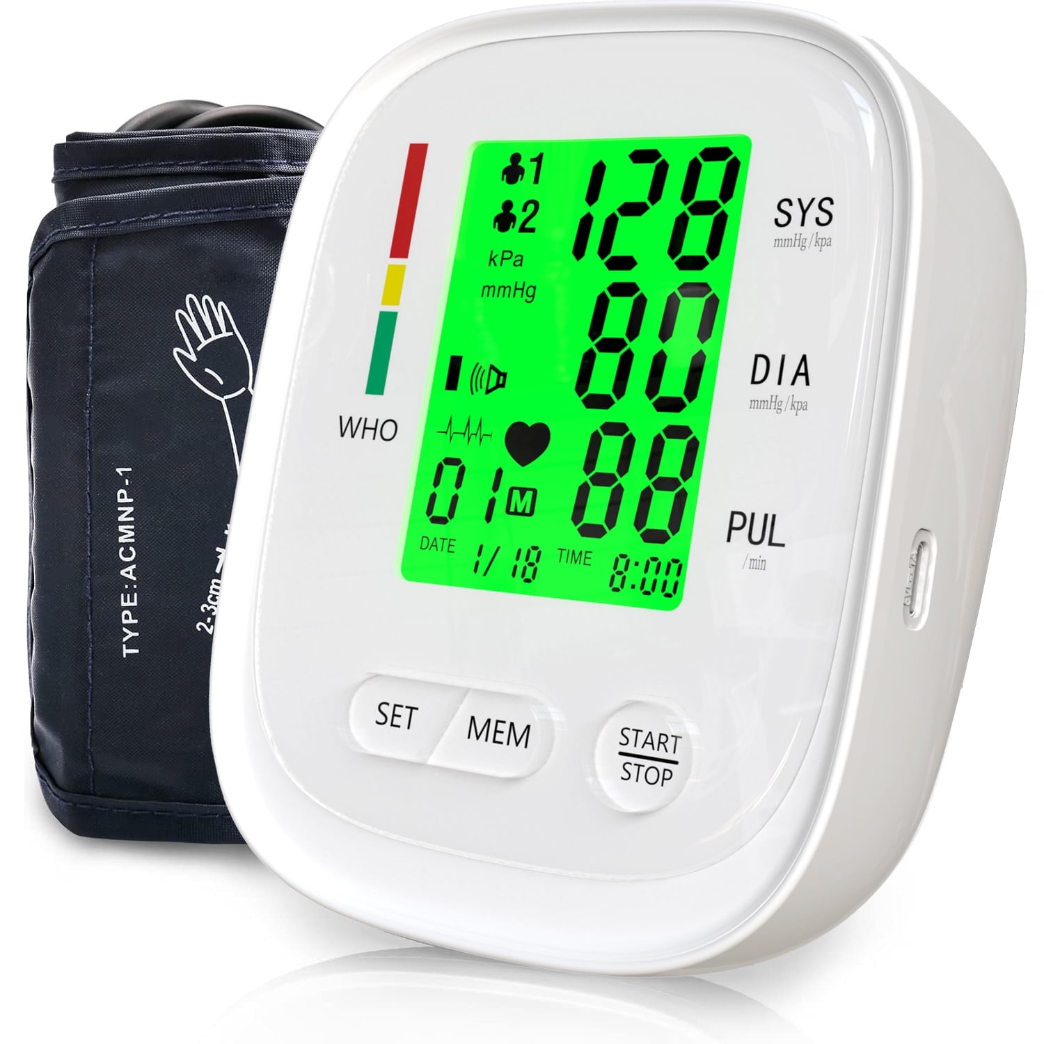 SUWU lood Pressure Cuff, Upper Arm Blood Pressure Monitor BP Machine, Accurate Automatic High Blood Pressure Machine with USB Cable, Pulse Rate Monitor for Home Use