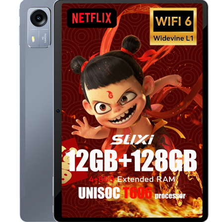 SUXI Tablet Poker A3 10.1 Inch Android 14,12GB(4GB+8BG)RAM+128G ROM,Supports 1TB expandable memory,2 IN 1 with BT Keyborad & Mouse,Smartphone Cellphone,Case,Stylus,Gift,Student,Office,Home,