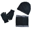 thumbnail image 1 of SUXIAN 3 Pcs Set Boys Hat Lined Hat Scarves Gloves for Toddler Boy Girls Children Winter Warm Knit Cap Kids for Outdoor Activities Baby Boy Hats Black 2-8 Years, 1 of 5