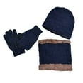 thumbnail image 1 of SUXIAN 3 Pcs Set Boys Hat Lined Hat Scarves Gloves for Toddler Boy Girls Children Winter Warm Knit Cap Kids for Outdoor Activities Baby Boy Hats Navy 2-8 Years, 1 of 5