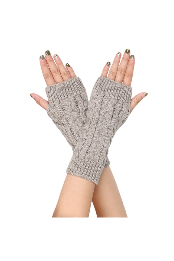 8 Figure Wool Half Finger Short Wrist Guard Gloves Mittens for Enhanced Grip and Comfort Light Gray One Size