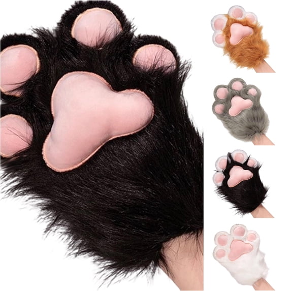 SUXIAN Adult Gloves Cute Cat Anime Cosplay Adorable Warm Animal Mittens for Conventions Hand Gloves Black 26