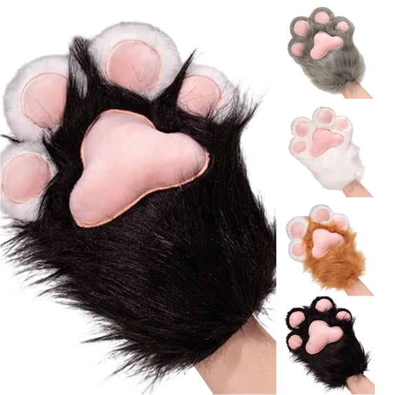 SUXIAN Adult Gloves Cute Cat Anime Cosplay Adorable Warm Animal Mittens for Conventions Hand Gloves Dark Gray 26