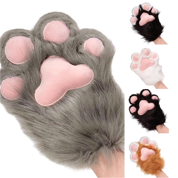SUXIAN Adult Gloves Cute Cat Anime Cosplay Adorable Warm Animal Mittens for Conventions Hand Gloves Grey 26