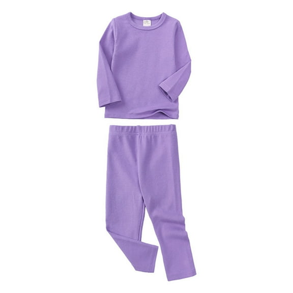 SUXIAN Baby Boy and Girls Long Sleeve Shirt Tops Pajamas Pants Set Kids Toddler Sleepwear Outfits for Daily Pajamas for Boys Purple 3-4 Years