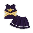 thumbnail image 1 of SUXIAN Baby Girl Cheerleading Set Shirts Skirts Halloween Cheerleading Outfits for Girls Age 0-4 Years Purple 18M, 1 of 6