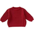 thumbnail image 1 of SUXIAN Baby Sweater Personalised Name Embroidery Knitted Knitwear for Toddler Boys Girls Winter Clothing Children Autumn Tops Red 6-12 Months, 1 of 3