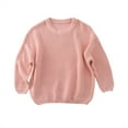 thumbnail image 1 of SUXIAN Baby Sweater Warm Long Pullover Crewneck Long Sleeve Tops for Toddler Fall Winter Comfortable Pink 3-4 Years, 1 of 1