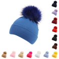 thumbnail image 1 of SUXIAN Kid Winter Hat Knitted Woolen Big Pom Earflap Warm Autumn Boys Girls Cap 1-2 Years, 1 of 4