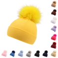 thumbnail image 1 of SUXIAN Kid Winter Hat Knitted Woolen Big Pom Earflap Warm Autumn Boys Girls Cap 1-2 Years, 1 of 4