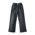 thumbnail image 1 of SUXIAN Baggy Jeans For Girls Thin Straight Leg Wide Loose Fit Casual Winter Comfortable Denim Pants Girl Jeans Black 4-5 Years, 1 of 6