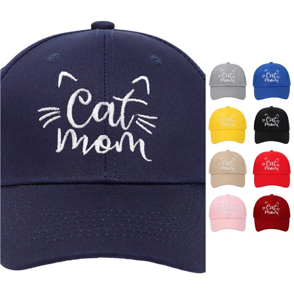 SUXIAN Baseball Cap Cat Mom Embroidered Summer Adjustable Hard Top Cat Lover Uv Hats One Size