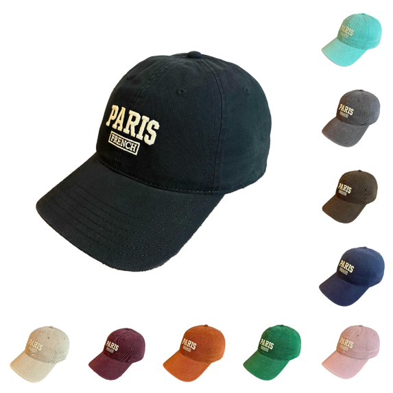 SUXIAN Baseball Cap Paris Embroidered Men Women Retro Sports Outdoor Casual Sunhat One Size