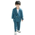 thumbnail image 1 of SUXIAN Boys Business Suits Coat 3 Piece Outfit Tuxedo Set for Kids Formal Suit for Boys with Pants Necklace Set Slim Clothing Set Blue 150, 1 of 5