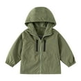 thumbnail image 1 of SUXIAN Boys Fall Jacket Windbreaker Lightweight Hooded Zip Up Coat Outdoor Casual School for Kids Green 12-13 Years, 1 of 3