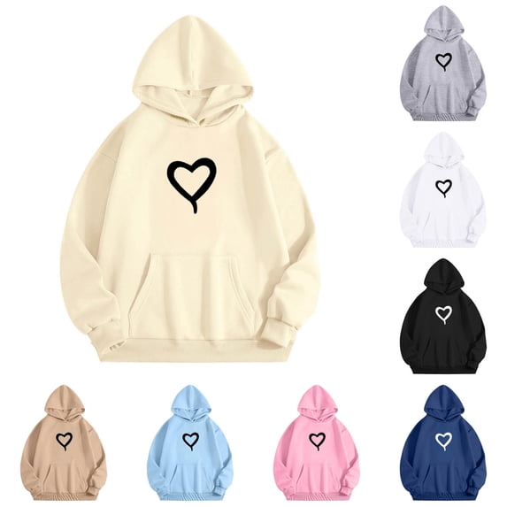 SUXIAN Boys Hoodies Heart Print Long Sleeve Pocket Pullover Cozy Casual Everyday Style For Kids Toddler Hoodie Boy Beige 5-6 Years