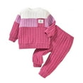 thumbnail image 1 of SUXIAN Boys Outfits Sets Winter Knit Striped Long Sleeve Sweater and Pants Two Piece Set for Kids Comfortable Casual Wear Fall Winter Outfits Set Red 18M, 1 of 8