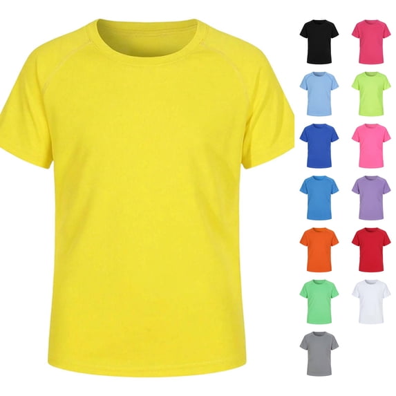 SUXIAN Boys Shirt Rash Guard Swim Shirt Short Sleeve Swimwear Kids Youth Water Summer Tops for Kids Yellow_001 5-6 Years