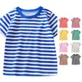 thumbnail image 1 of SUXIAN Boys Shirts Striped Short Sleeve Crewneck Tee Top Casual Baby Basic Soft Comfortable Toddler Boy Shirts Blue 18-24 Months, 1 of 7