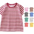thumbnail image 1 of SUXIAN Boys Shirts Striped Short Sleeve Crewneck Tee Top Casual Baby Basic Soft Comfortable Toddler Boy Shirts 6-7 Years, 1 of 6