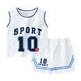 thumbnail image 1 of SUXIAN Boys Summer Outfits Set for Play Comfortable Loose Fit T Shirt and Shorts Combo for Ages 3-10 Outfits for Boys White 110, 1 of 5