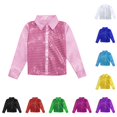 thumbnail image 1 of SUXIAN Boys Shirts Sparkly Sequins Long Sleeve Button Down Dance Performance Stage Style Boys Shirt Pink 3-4 Years, 1 of 7
