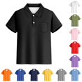 thumbnail image 1 of SUXIAN Boys Shirts Striped Short Sleeve Button Down Chest Pocket Classic Style For Weekend Toddler Boy Shirt Black 3-4 Years, 1 of 4