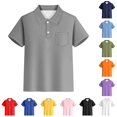 thumbnail image 1 of SUXIAN Boys Shirts Striped Short Sleeve Button Down Chest Pocket Classic Style For Weekend Toddler Boy Shirt Grey 3-4 Years, 1 of 4