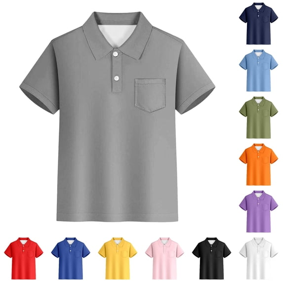 SUXIAN Boys Shirts Striped Short Sleeve Button Down Chest Pocket Classic Style For Weekend Toddler Boy Shirt Grey 3-4 Years