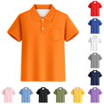 thumbnail image 1 of SUXIAN Boys Shirts Striped Short Sleeve Button Down Chest Pocket Classic Style For Weekend Toddler Boy Shirt Orange 11-12 Years, 1 of 4