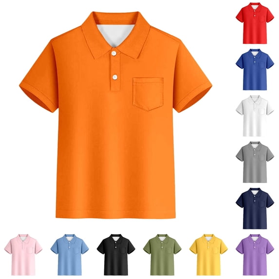 SUXIAN Boys Shirts Striped Short Sleeve Button Down Chest Pocket Classic Style For Weekend Toddler Boy Shirt Orange 11-12 Years