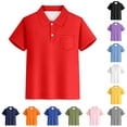 thumbnail image 1 of SUXIAN Boys Shirts Striped Short Sleeve Button Down Chest Pocket Classic Style For Weekend Toddler Boy Shirt Red 13-14 Years, 1 of 4