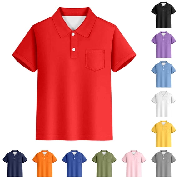 SUXIAN Boys Shirts Striped Short Sleeve Button Down Chest Pocket Classic Style For Weekend Toddler Boy Shirt Red 13-14 Years