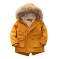 thumbnail image 1 of SUXIAN Boys Winter Jacket Lined Water-proof Thick Outerwear Girls Quilted Hooded for Kids Yellow 5-6 Years, 1 of 3
