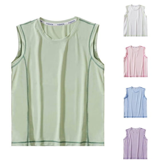 SUXIAN Boys Workout Tops Summer Sleeveless Vest Breathable Thin Undershirt Toddler Kids Camisole Tank Top Play Antibacterial Tops For Kids Boys Green 11-12 Years