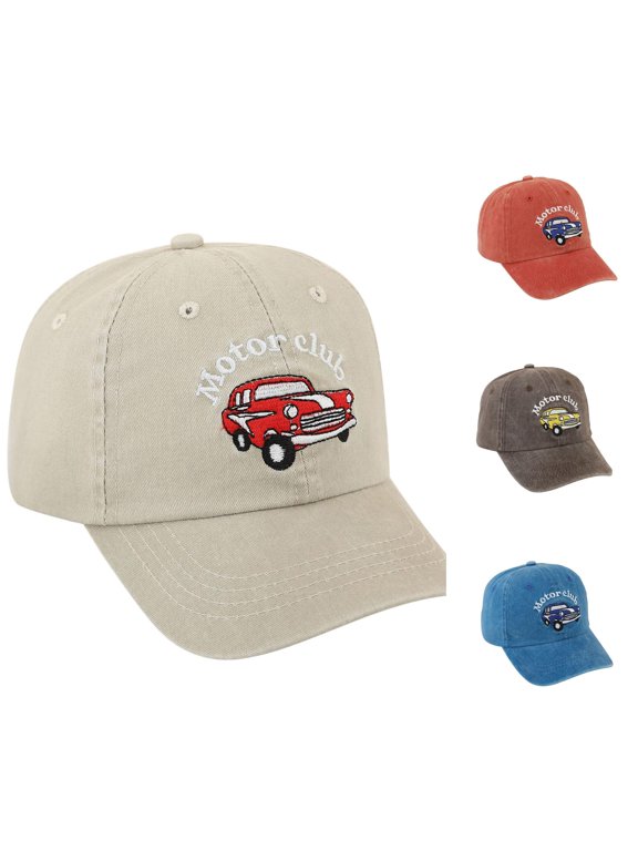 Cartoon Caps Car Baseball Hats for Kids Summer Girls Toddler Hats Boys Trucker Sun Washed Vintage