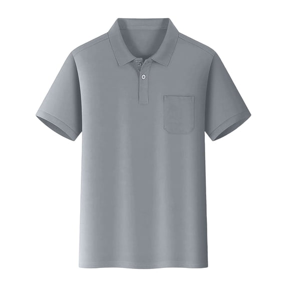 SUXIAN Boys Girls Casual Short Sleeve Solid Color Pocket Shirt with Button Closure Comfortable for Daily Wear Grey 5-6 Years