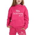 thumbnail image 1 of SUXIAN Children Boys and Girls Long Sleeve Letter Printed Lightweight Hoodie Sweatshirts and Long Pants Set Outfit Cozy Outfits Sweatsuits Sets Hot Pink 120, 1 of 7